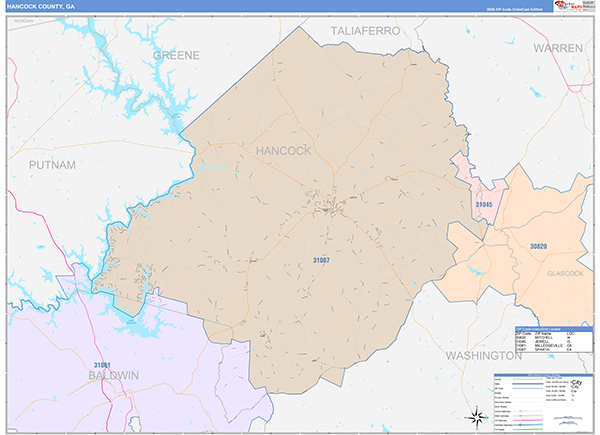 Hancock County, GA Zip Code Map