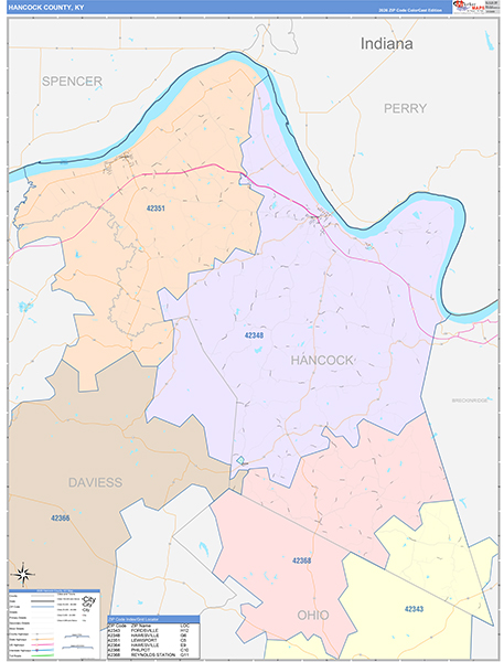 Hancock County, KY Zip Code Map