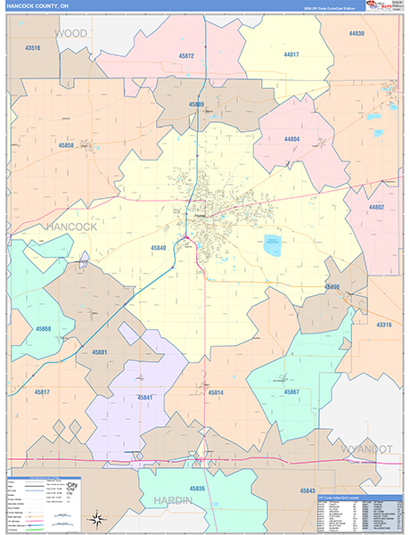 Hancock County, OH Zip Code Map