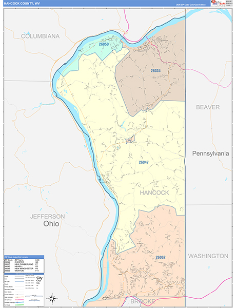Hancock County, WV Zip Code Map