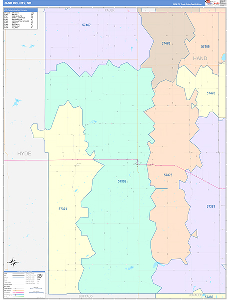 Hand County, SD Zip Code Map