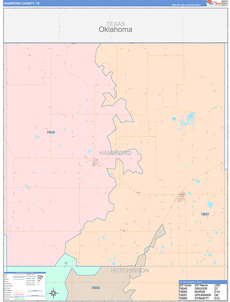 Hansford County, TX Zip Code Map