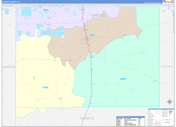 Hardee County Digital Map Color Cast Style