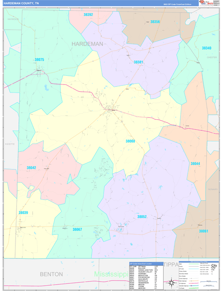Hardeman County Digital Map Color Cast Style