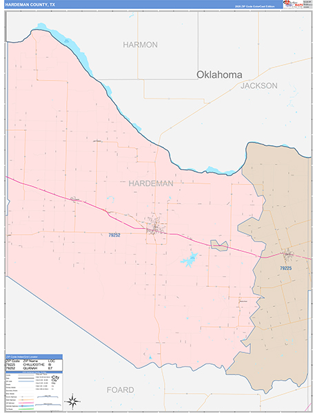 Hardeman County, TX Zip Code Map