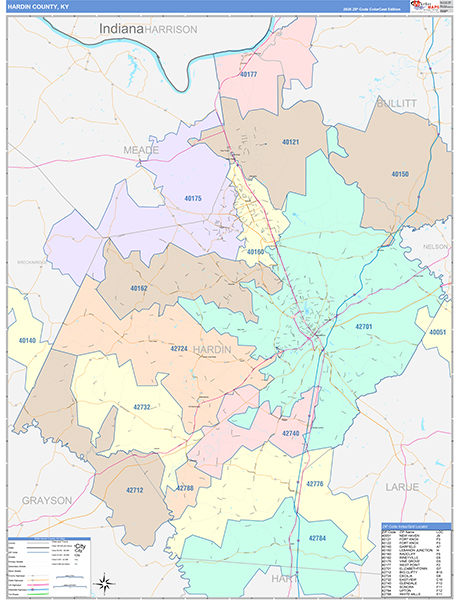 Hardin County, KY Wall Map