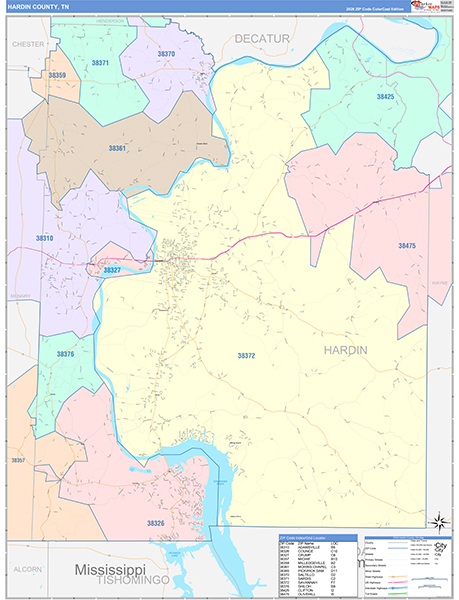 Hardin County, TN Zip Code Map