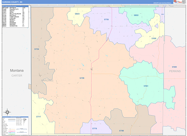 Harding County, SD Zip Code Map