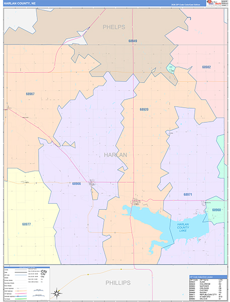Harlan County, NE Zip Code Map