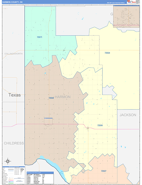 Harmon County, OK Zip Code Map