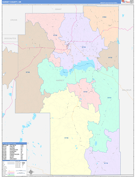 Harney County, OR Wall Map