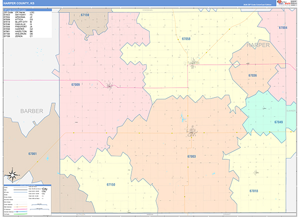 Harper County, KS Wall Map