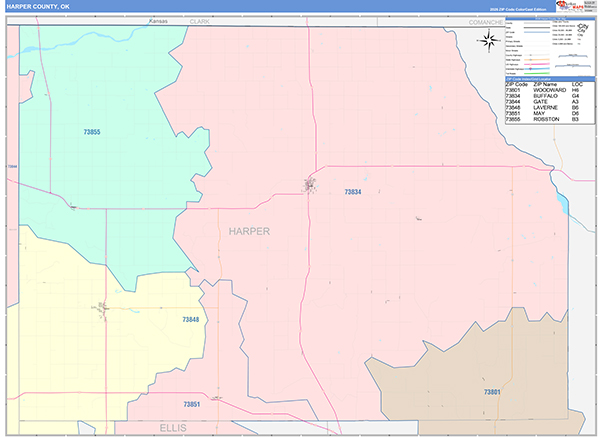 Harper County, OK Zip Code Map