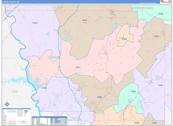 Harris County, GA Zip Code Map