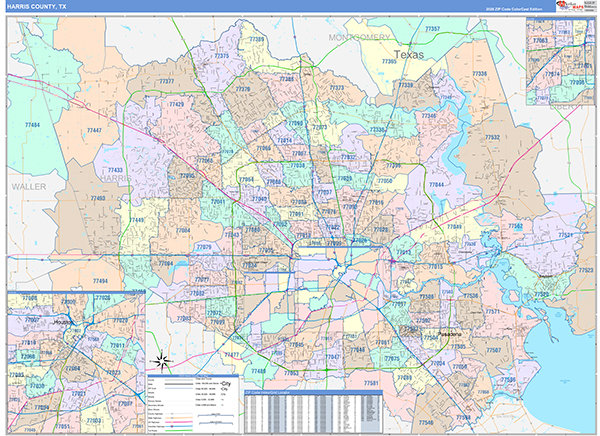 Harris County, TX Zip Code Map