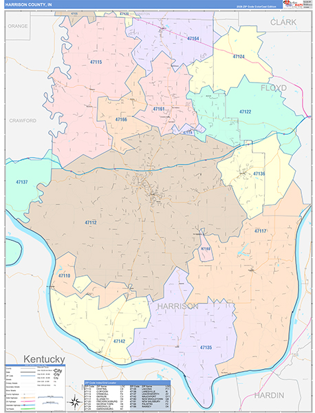 Harrison County, IN Zip Code Map