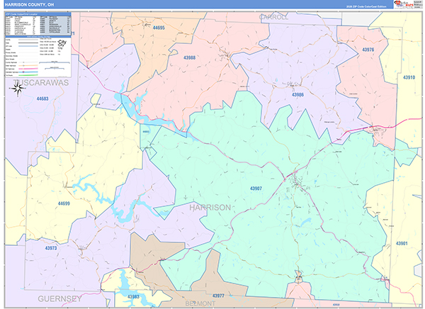 Harrison County, OH Zip Code Map
