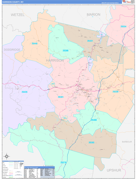 Harrison County, WV Wall Map