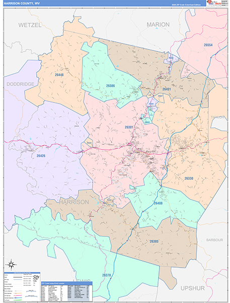 Harrison County, WV Zip Code Map