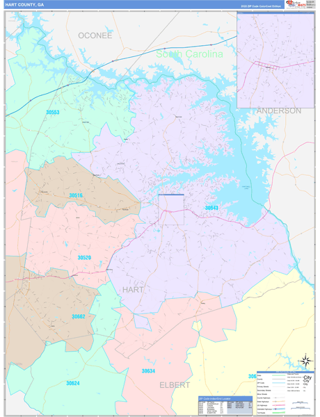 Hart County, GA Zip Code Map
