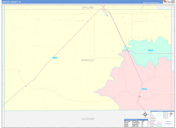 Hartley County Digital Map Color Cast Style