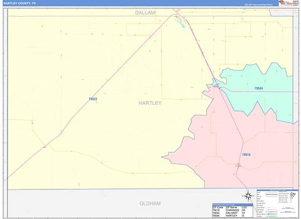 Hartley County, TX Zip Code Map