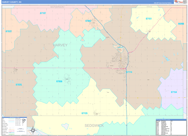 Harvey County, KS Wall Map