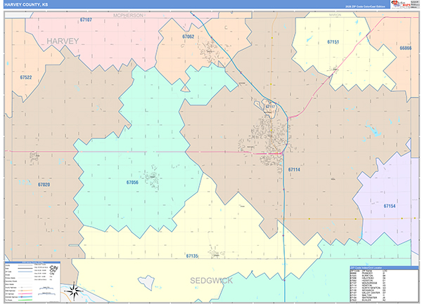 Harvey County, KS Zip Code Map