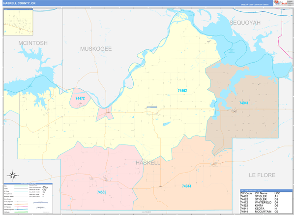 Haskell County, OK Wall Map