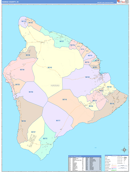 Hawaii County, HI Wall Map