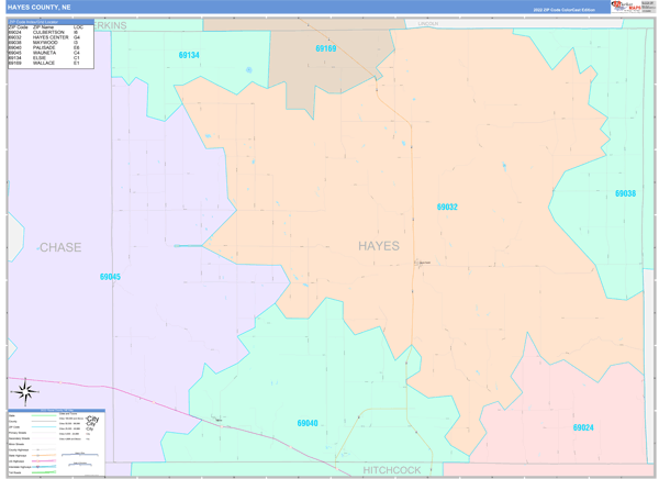 Hayes County, NE Zip Code Map