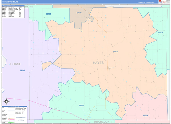 Hayes County, NE Wall Map