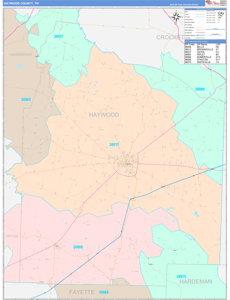 Haywood County, TN Zip Code Map