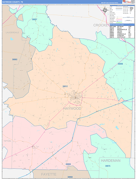 Haywood County, TN Zip Code Map