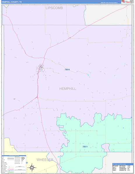 Hemphill County, TX Zip Code Map