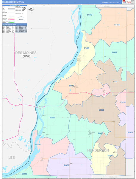Henderson County, IL Zip Code Map