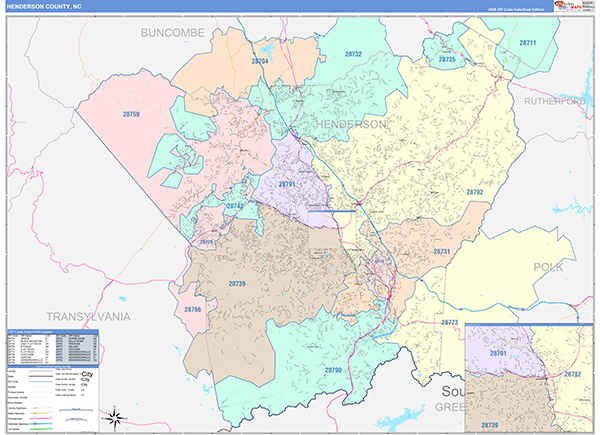 Henderson County, NC Wall Map