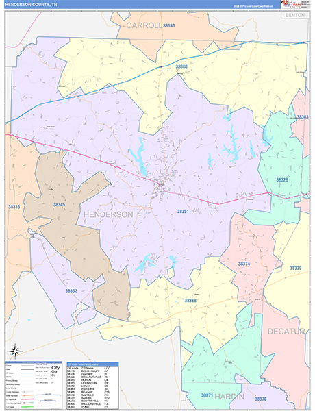 Henderson County, TN Zip Code Map