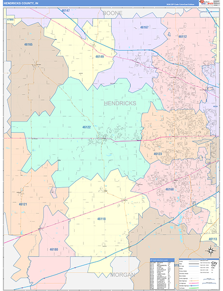 Hendricks County, IN Zip Code Map