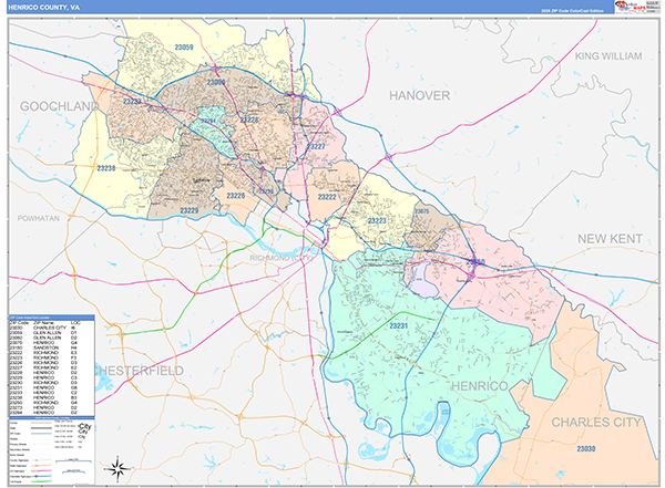 Henrico County, VA Zip Code Map
