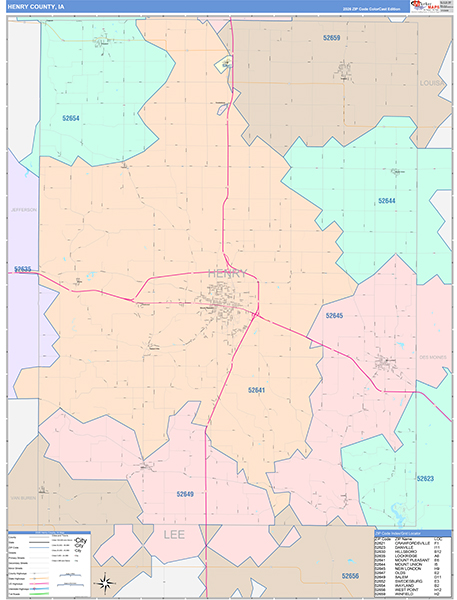 Henry County, IA Wall Map