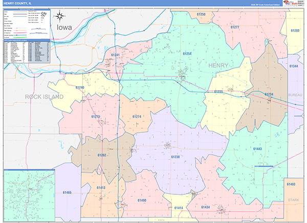 Henry County, IL Zip Code Map
