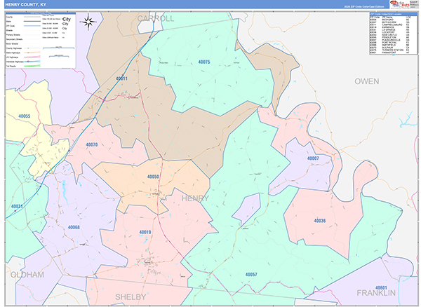 Henry County, KY Zip Code Map