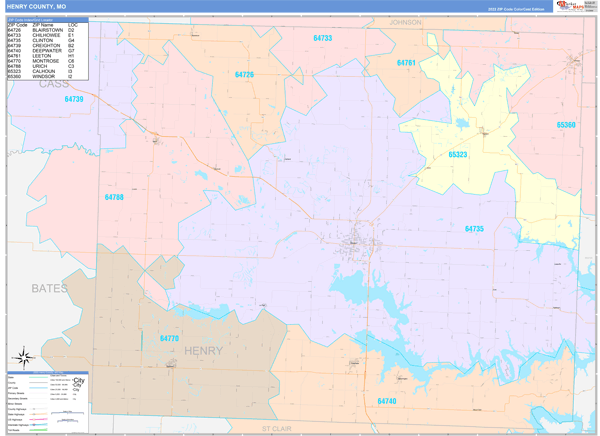 Henry County, MO Zip Code Map