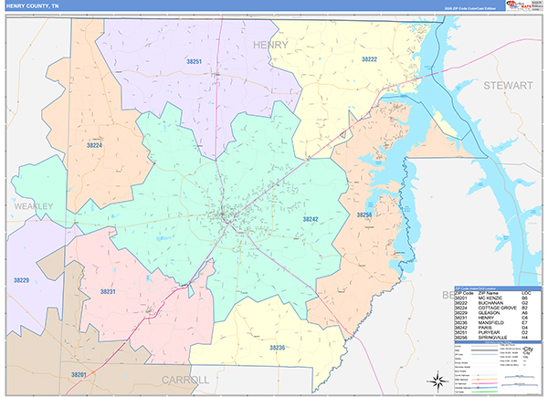 Henry County, TN Zip Code Map