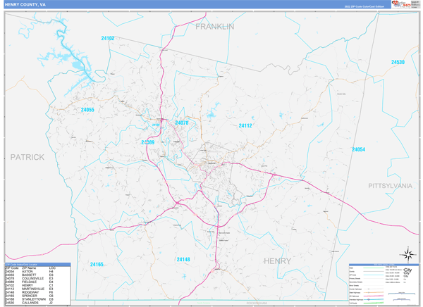 Henry County, VA Wall Map