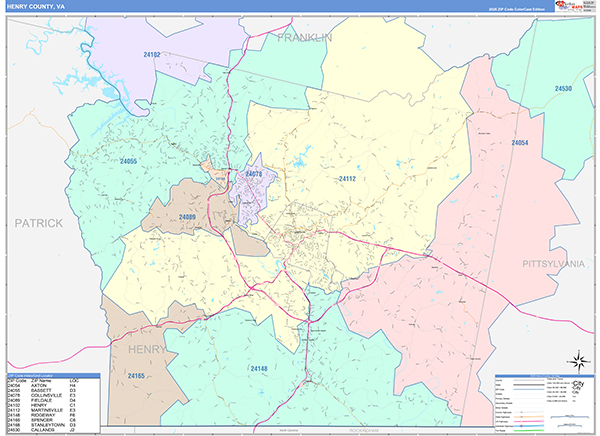 Henry County, VA Zip Code Map