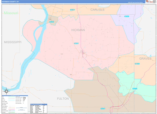 Hickman County Digital Map Color Cast Style
