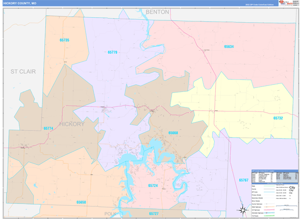 Hickory County Digital Map Color Cast Style