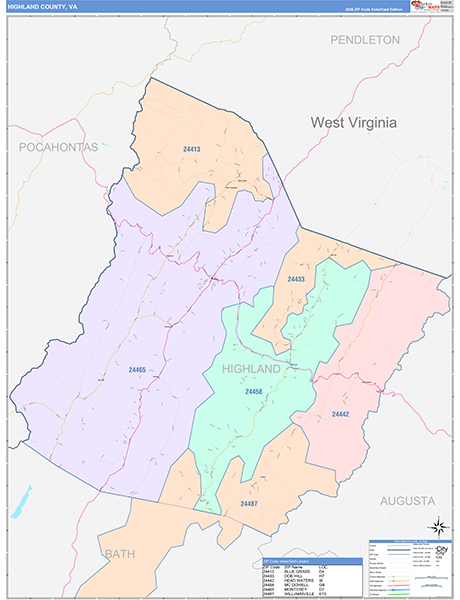 Highland County, VA Zip Code Map